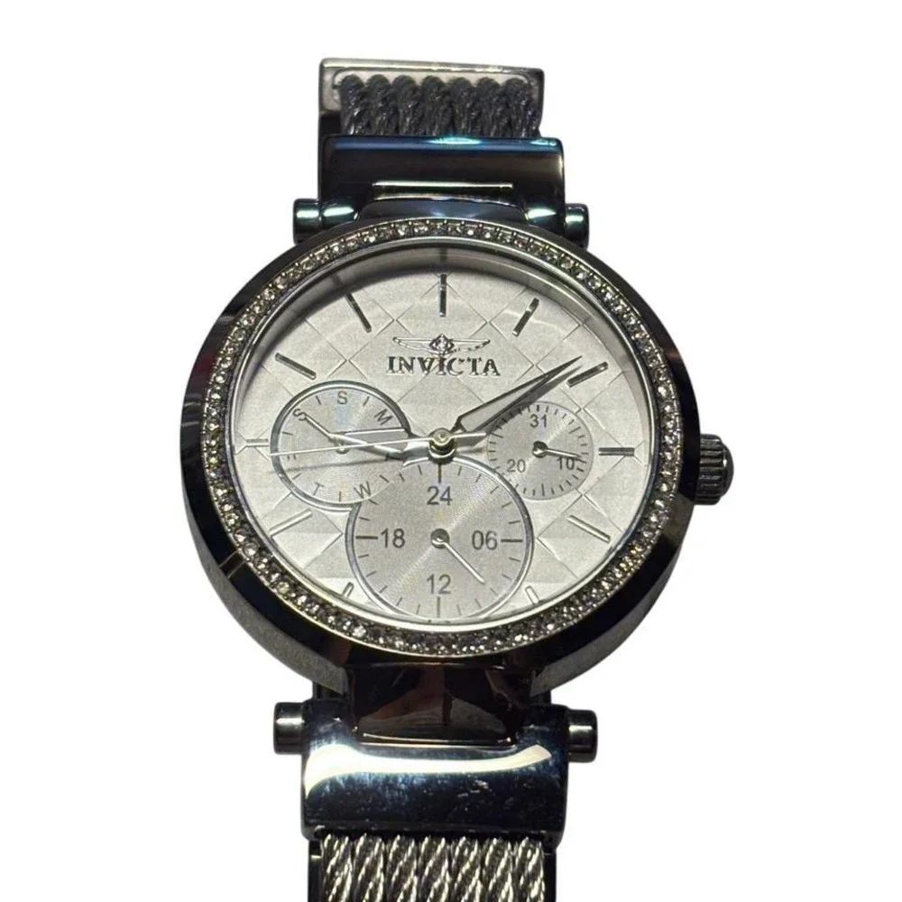 Invicta Angel Collection Stainless Steel Crystal Accent Watch Normcore Clean